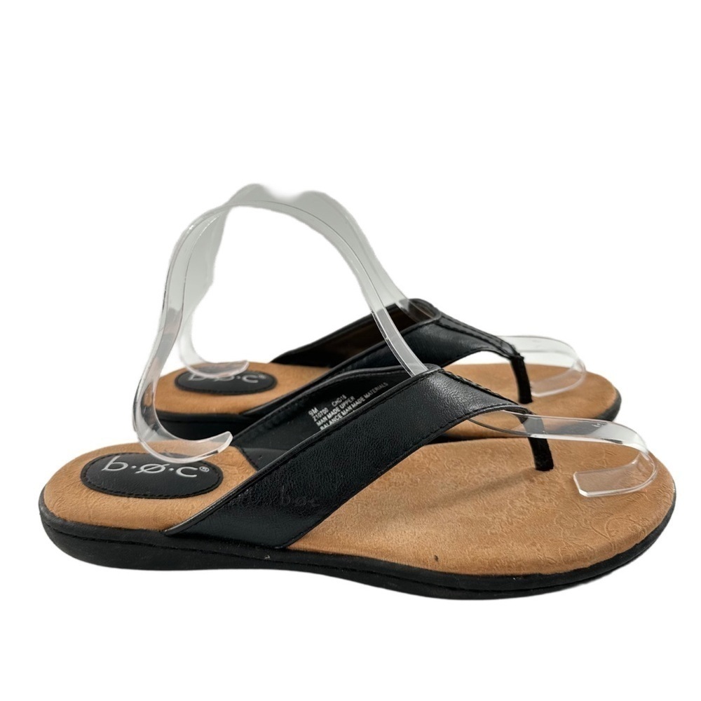 Boc born concepts sandals size 9 black faux leather vegan thong flip flops